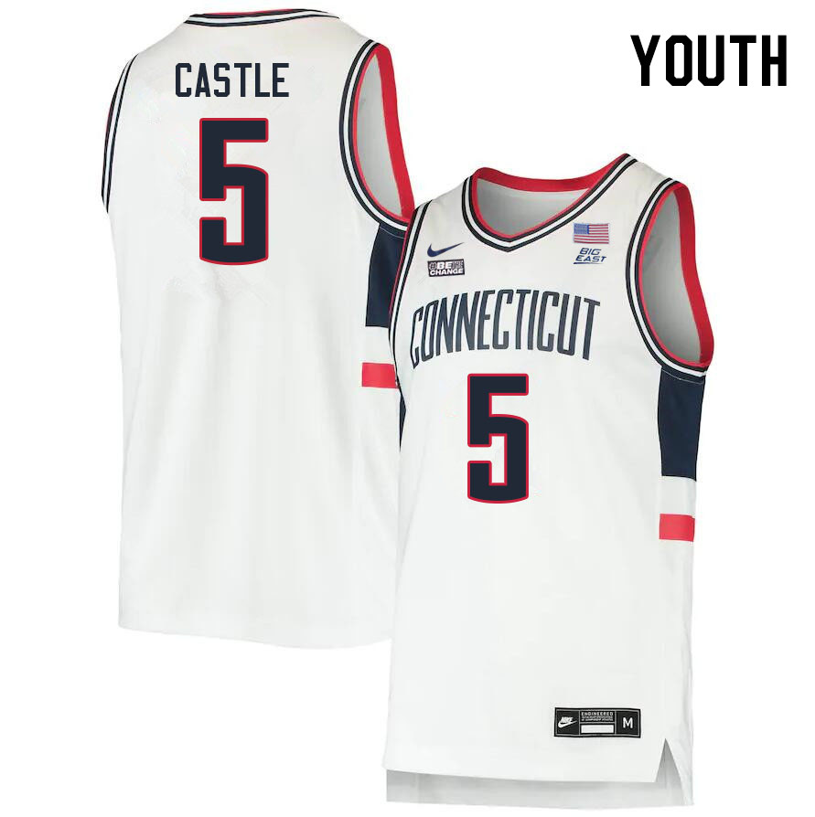 Youth #5 Stephon Castle Uconn Huskies College 2022-23 Basketball Stitched Jerseys Stitched Sale-Whit - Click Image to Close